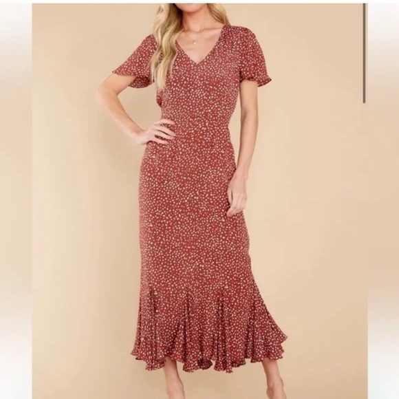 LAROQUE BAREETT DRESS IN BROWN SEA PEBBLE FEMININE FLOWY SILK/VISCOSE BLEND SZ M - Picture 5 of 16